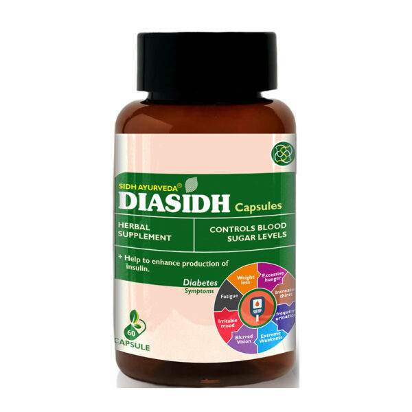 DIASIDH CAPSULES - 60 Capsules for Natural Blood Sugar Support with Daruhaldi, Meshashringi & Haldi